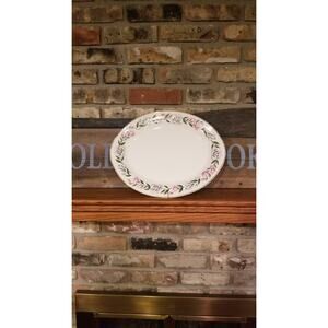 Vintage Homer Laughlin Minuet Large Oval Platter, Pink & Gray Rose Border